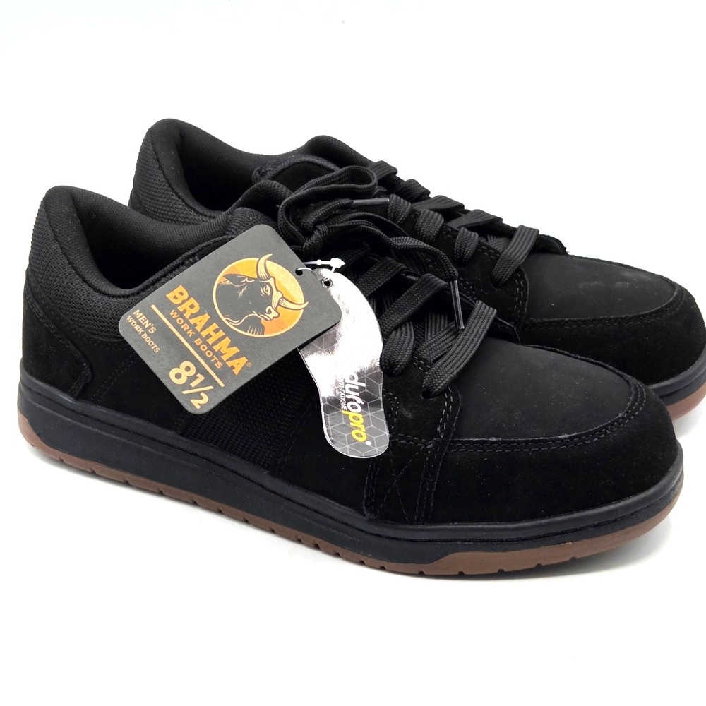 Brahma Men's 8.5 Black Steel Toe Work Shoes Low Top Boots Slip Oil Resistant
